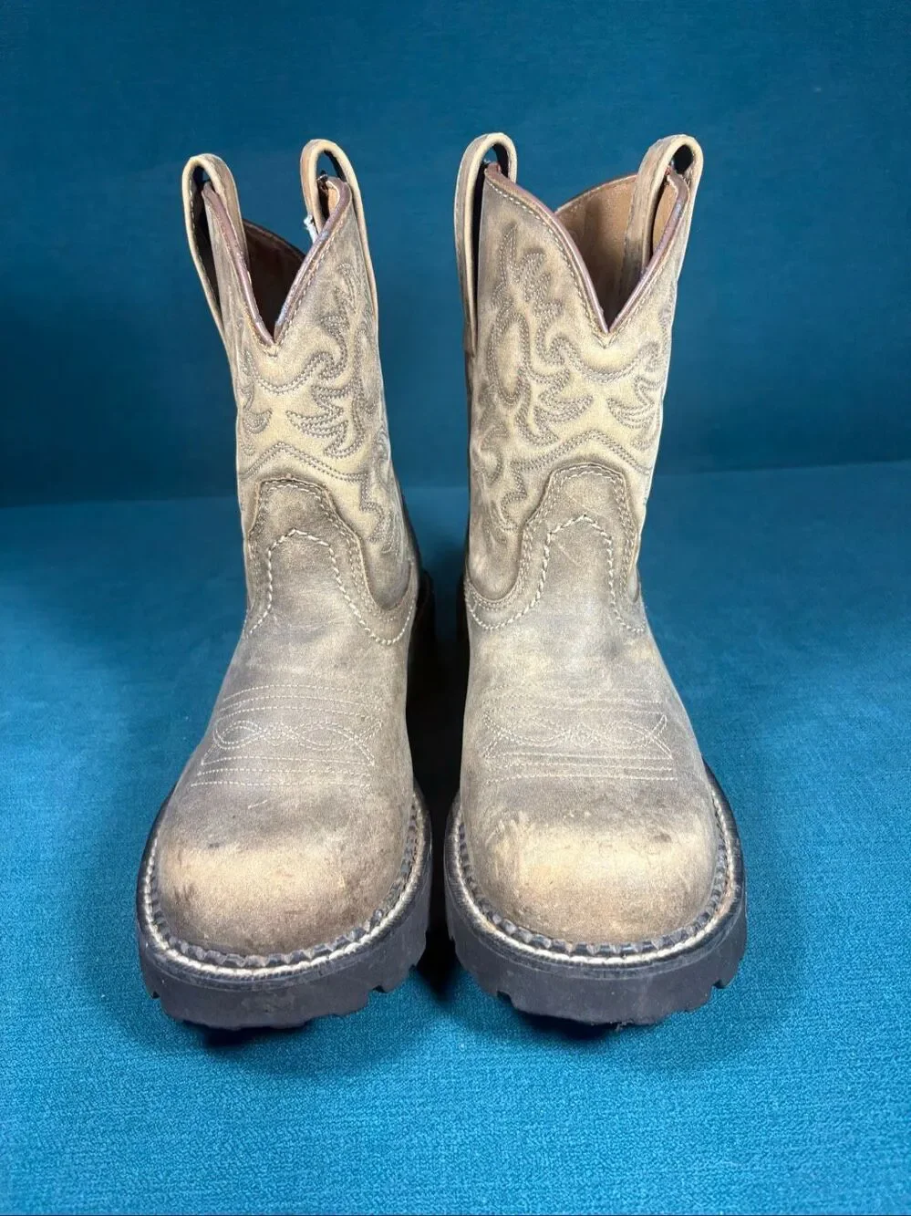 Ariat Fatbaby Womens Size 6.5 B Distressed Brown Leather Western Work Boots